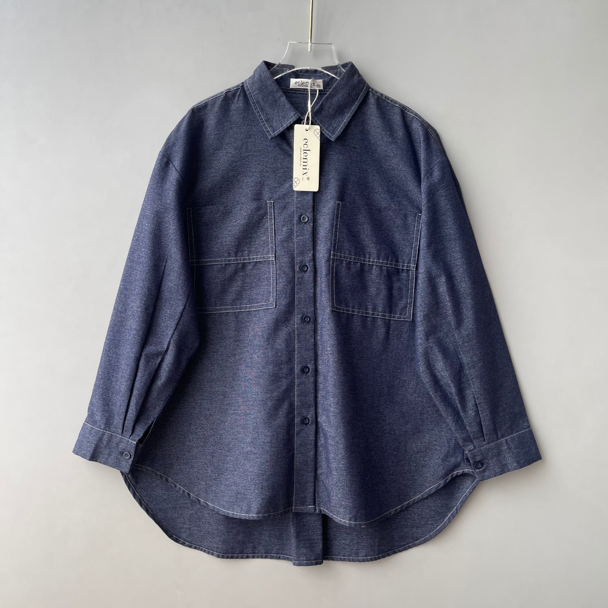 Image of Eclemix Top Sheeka | Atasan Wanita Kemeja Polos Kancing Depan